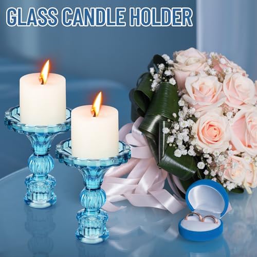 Maxcheck Set of 6 Glass Taper Candle Holders,Blue - Image 5