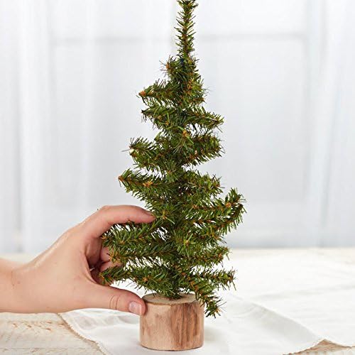 Pack of 2 Small Artificial Canadian Pine Christmas Trees by Factory Direct Craft - Mini 12 inch Pine Trees with Wood Bases - Add to Holiday Décor and Decorations in Home or Office - Image 3