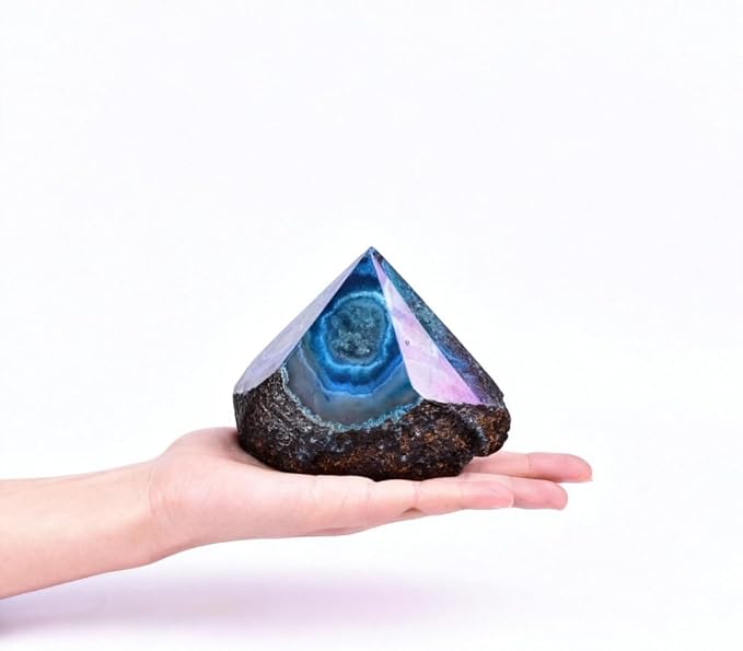 Agate Quartz Wand Medium Irregular Pillar 1.1-1.7 Lbs Dyed Teal for Wabi-Sabi Theme Home Balcony Garden Grounding Accent Ornament