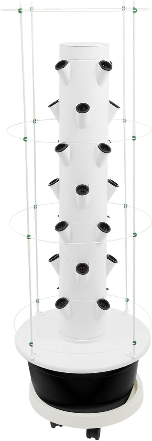 Hydroponics Growing System, 28 Pods Large Vertical Hydroponic Growing Tower with with Climbing Trellis, 9-Tier Indoor Gardening System for Herb Vegetable Fruit(Black)