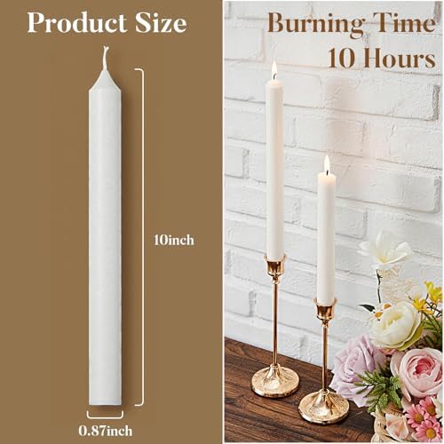 Ashlux Palm Taper Candles 12Pack, 10 Inch Unscented Dripelss Candlesticks - Image 4