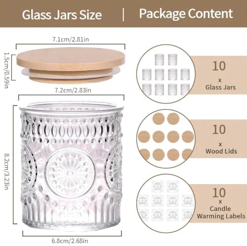 DARJEN 10 Pcs 8oz Glass Candle Jars with Lids, Candle Tins-Clear - Image 2