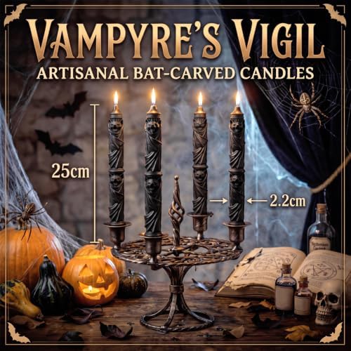 Nuanchu 4 Pcs Halloween Bat Black Taper Candles, Gothic Centerpiece Decor - Image 4