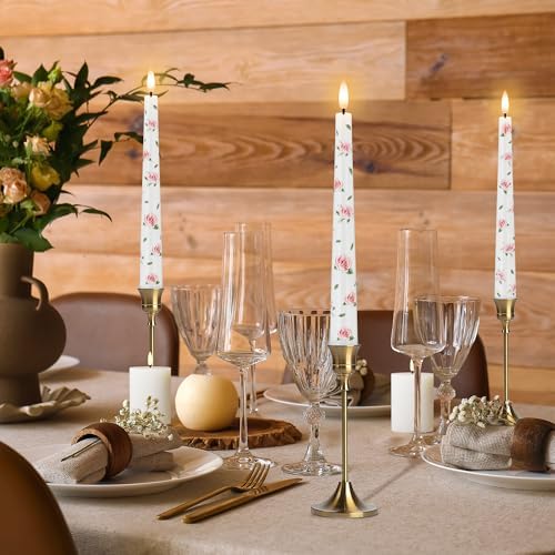 Rose Flameless Taper Candles, 9.6" Real Wax LED Candles with Remote & Timer - Image 6