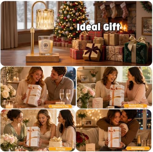 Candle Warmer Lamp with 3 Bulbs, Adjustable Height Dimmable Candle Warmer with Timer, Candle Lamp with Charming Gift Box Ribbon,Birthday Gifts for Women Mom, House Warming Gifts New Home Decor - Image 5