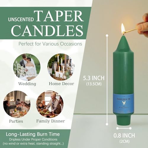 Smokeless Candlesticks Short Taper Candle,Unscented 5 Inches Dark Green Candle Sticks Dripless Tapered Candles for Home Décor Weddings Seasons Gifts - Image 3