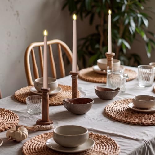 Macarrie 24 Packs Flameless Taper Candles Battery LED 11",Morandi Brown - Image 4