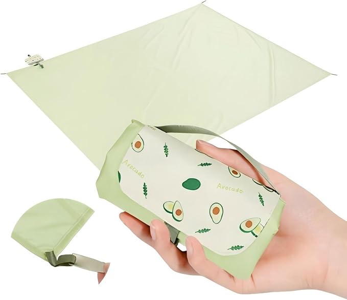 Picnic Blanket Waterproof – Packable Sand Proof Beach Blanket (0.42lb/0.66lb), Compact & Foldable, Fits in Pocket with Integrated Stakes, Ideal for Camping, Hiking, Travel, Concert, Festival