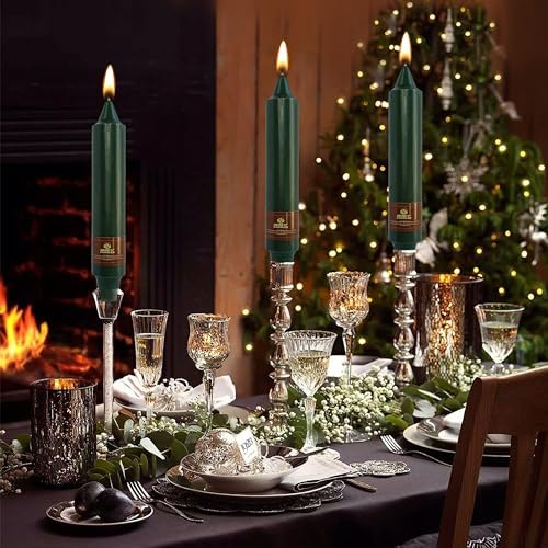 Unscented Candle Sticks 7 inch Hunter Green Taper Candles Set of 4 Smokeless Candle Slow Burning Candlesticks Perfect as Dinner Household Holiday & All Special Occasions - Image 5