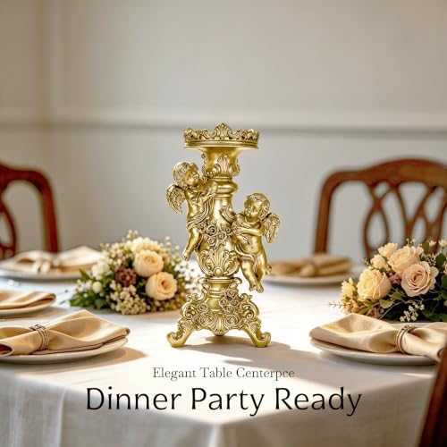 Gold Cherub Candle Holder Resin Angel Sculpture Tabletop Decor Gift - Image 5