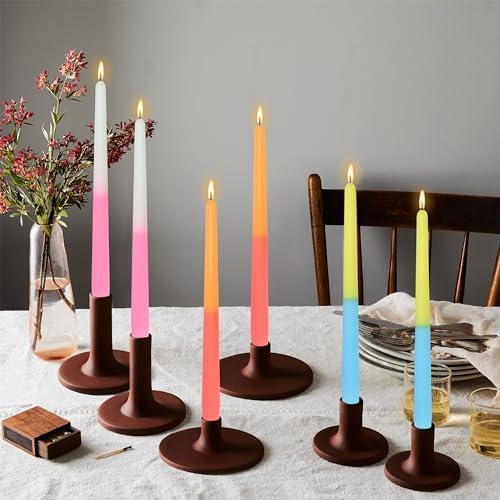 Dripless Rose Scented Taper Candle Gradient Colored Candlesticks 10 Inch Long Taper Candles for Home Decor Women Gift - Image 4
