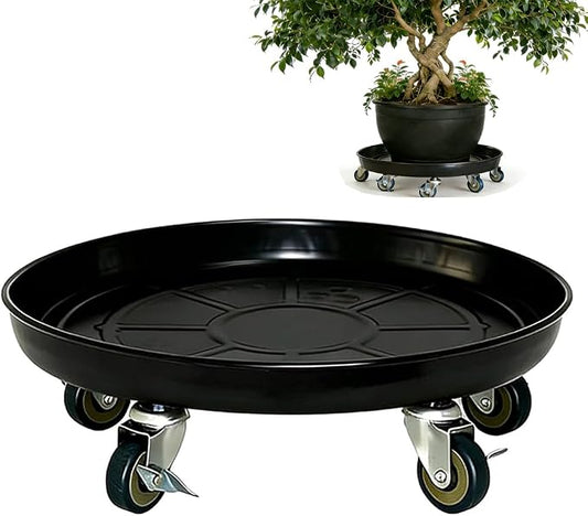 SIAMO 20" Heavy Duty Plant Caddy (570lbs Capacity)-Lockable Non-Scratch Swivel Casters Rolling Plant Stand Saucer for Large Ceramic Planters & Heavy Trees Indoor & Outdoor,Black,1-Pack