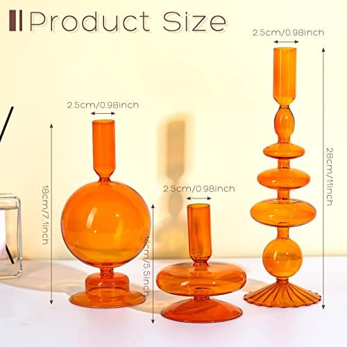 Rtteri 3 Pcs Iridescent Glass Candlestick Holders Taper Candle, Brown - Image 2