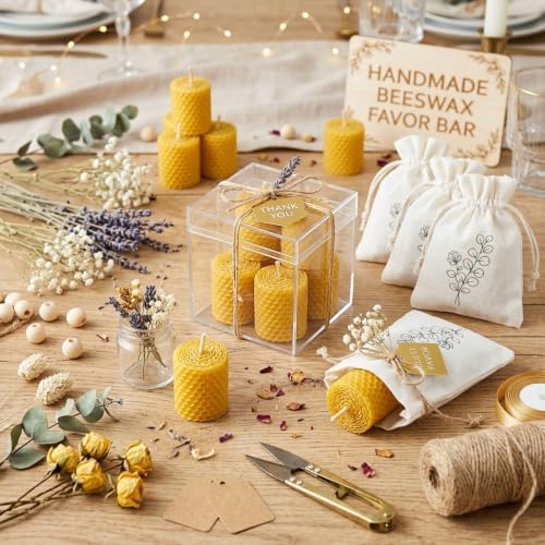 NITIME 12 Pack Beeswax Votive Candles, 100% Natural Hand-Rolled Beeswax Candles, 1.7" x 2" Small Pillar Candles for Home, Yoga, Meditation, Long-Lasting 4-5 Hour Burn Time, Eco-Friendly & Smokeless - Image 4