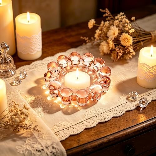 Chic Orange Bubble Glass Candle Dish – Modern Clear Glass Candle Holder for Tealights & Diffusers, Decorative Tray for Home & Tabletop Decor（1 Pack） - Image 4