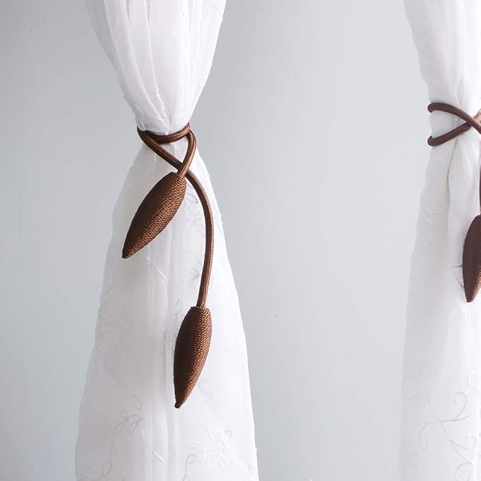 Valea Home 2 Pieces Curtain Tiebacks Clips Creative Window Drape Twist Tie Backs European Style Custom Made Curtain Holders Decorative Draperies Holdbacks, Coffee