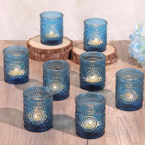 Lanttu 12 Pcs Blue Votive Candle Holder 2.1"x2.56" Tealight Candle Holders by Lanttu