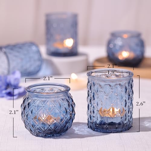 NITIME 36Pcs Assorted Blue Votive Candle Holders, Blue Candle Holders for Wedding Table Decor, Tea Lights Candle Holder for Table Centerpiece, Bridal Shower, Baby Shower Decorations - Image 2