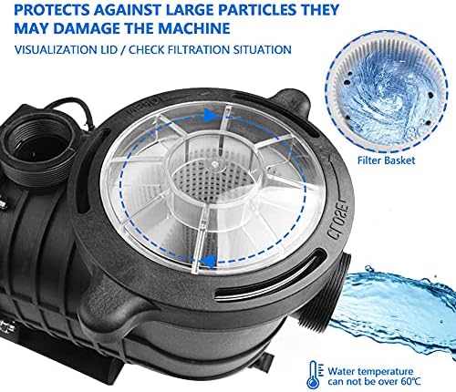 2.0 HP Self Primming Pool Pump 6800 GPH, Single Speed In/Above Ground Swimming Pool Pump Dual voltage with Strainer Basket