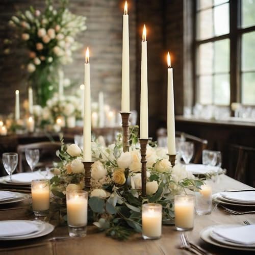 Ivory Taper Candles 4 Pack Vanilla Cream Scented Candles 10 inch Long Candlesticks for Wedding Festiva Dinner Holiday Decor - Image 6