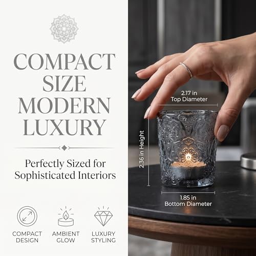 Gray Mandala Glass Tealight Holders, 12 Pack - Image 3