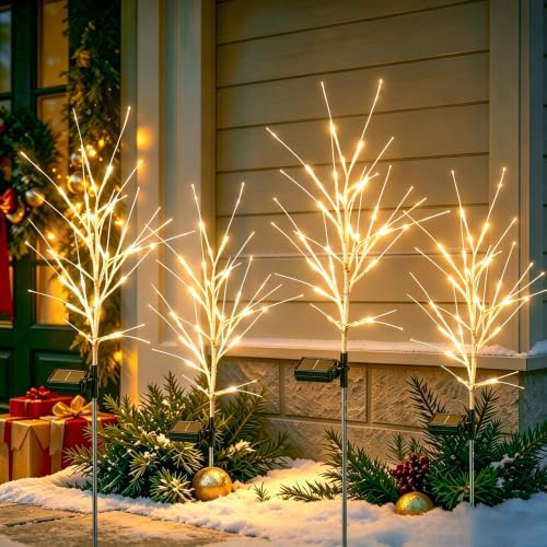 Christmas Decorations Outdoor Solar Christmas Tree Lights with 96 LED, Warm by Aokudoni