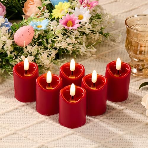 Simplelight Red Flameless Votive Candles with Timer, Set of 6 - Image 3