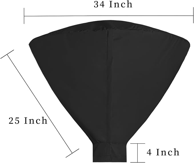 Easy-Going Patio Heater Head Cover with Zipper and Storage Bag, Waterproof Outdoor Round 34"D Heater Cover Top for Standing Heat, Dustproof, UV-Resistant, Black