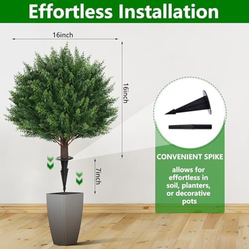 23" Set of 2 Artificial Cypress Topiary Bushes with Ground Spike - Image 5