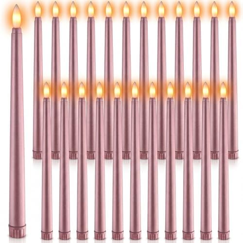 Macarrie 24 Packs Flameless Taper Candles Battery LED 11",Rose Gold by Macarrie
