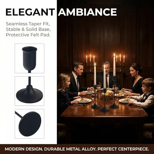 27 Pcs Black Candlestick Holders Set - Vintage Brass Taper Candle Holder for Pillar Candles - Modern Decorative Centerpiece for Wedding Fireplace Mantel Decor - Cozy Atmosphere Housewarming Gift - Image 3