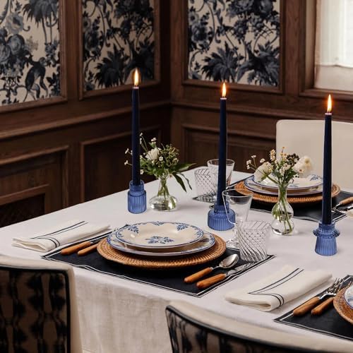 Vixdonos Glass Candlestick Holders Tealight Candle Holders for Table Centerpieces, Wedding Decor and Dinner Party (6 Pcs, Dark Blue) - Image 5