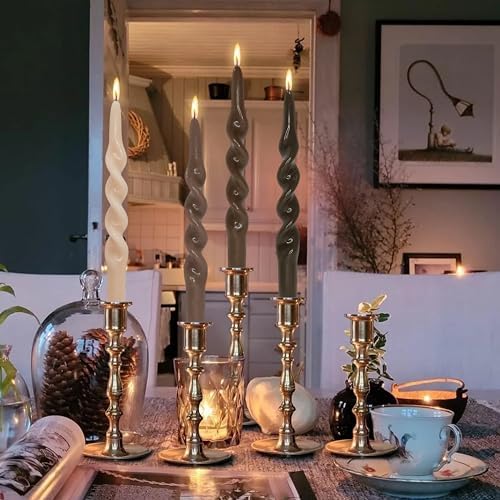Smokeless Spiral Taper Candles Handmade Gradient Brown 10 Inch Twisted Candlesticks for Wedding Party Home Decor - Image 3