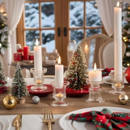 Candlestick Holders - 24 Pack Glass Candlestick Holders, 2.36" Height Clear Taper Candle Holders for Candlesticks, Small Centerpiece for Wedding, Festival, Party Decor (24, Clear) - Image 4