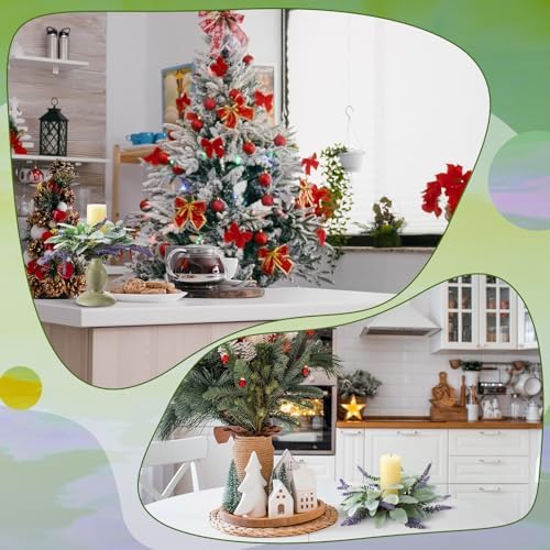Daifunli 2 Pcs Christmas Candle Rings Lambs Ear Lavender Wreaths for Pillar 3.9 Inch Lambs Ear Lavender Candles Holder for Winter Christmas Xmas Wedding Home Rustic Table Centerpiece Decor - Image 4