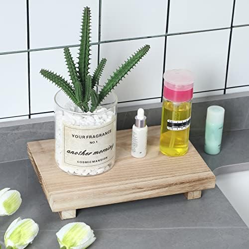 Nuogo Wood Pedestal Riser Stand for Kitchen Soap Tray,9 X 6 Inch,Natural - Image 3