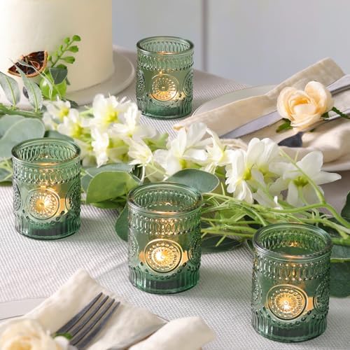 Lanttu 12pcs Green Votive Candle Holders 2.1"x2.56" Tealight Candle Holder - Image 4