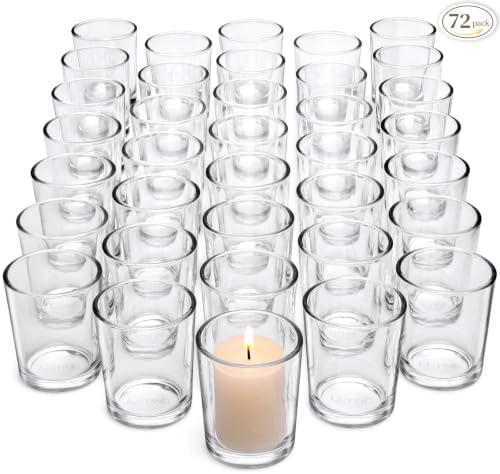 LETINE 72-Pack Votive Candle Holders, Clear Glass Tea Light Candle Holder by LETINE