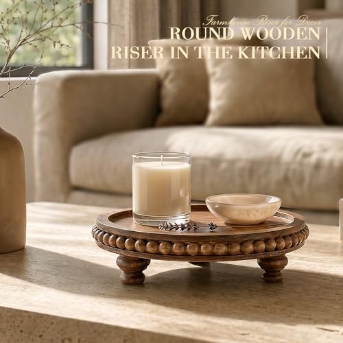 EOSAHR Beaded Wood Riser, Pedestal Stand for Bathroom Counter, VintageBrown - Image 4