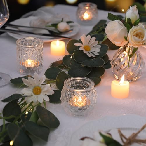 DARJEN Clear Votive Candle Holders Set of 36- Round Glass Candle Holders Bulk for Tea Light Candle, Embossed Candle Votives for Wedding Centerpiece, Various Parties & Home Decor - Image 3
