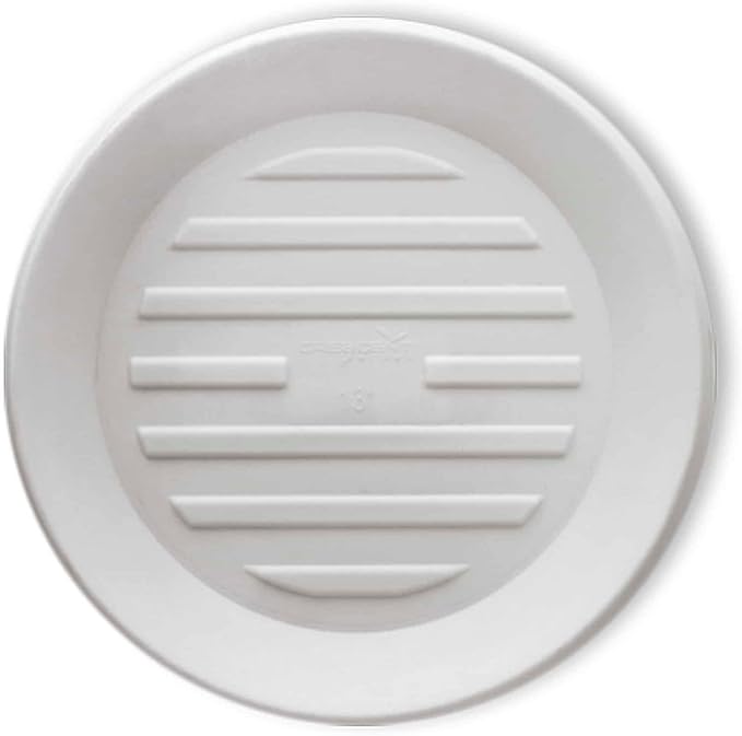 Crescent Garden Universal Round Planter Saucer, Durable Drainage Dish for Plant Pots, Heavy-Duty Plant Dishes Saucer, Indoor & Outdoor Plant Trays - Cloud White (13 inch Inner, 18 inch Outer)