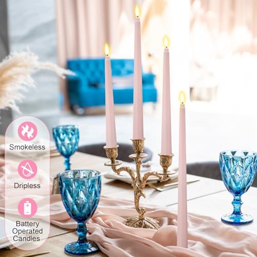 Rossesay 24 Pcs Flameless LED Taper Candles Battery Operated Candle 8.5", 9.65", 10.8", 12.8" Flameless Candlesticks Flickering for Christmas Church Wedding Indoor Decoration(Classic, Dusty Pink) - Image 6