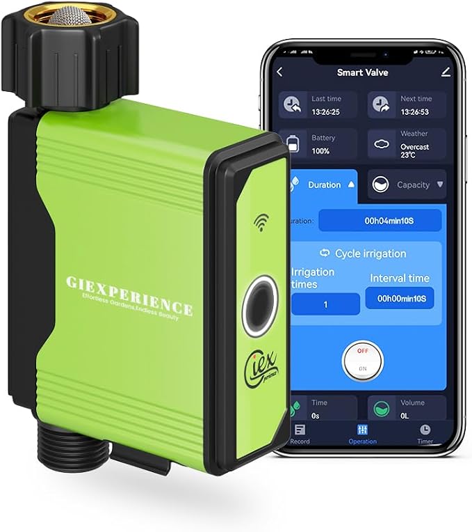GIEX ZIGBEE Sprinkler Timer GX-02,Built-in Flow Meter, Smart Irrigation Garden Hose Watering Controller Work with TUYA APP and Smart Life APP (ZIGBEE Sprinkler Timer)
