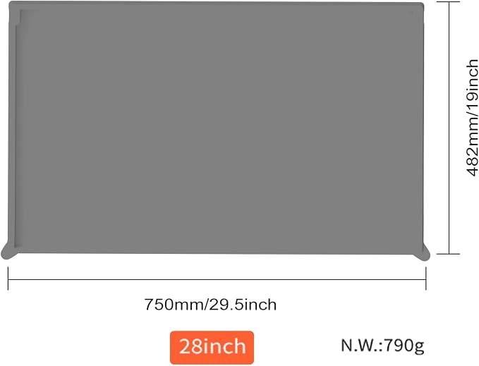 Silicone Griddle Mat for Blackstone 28 Inch XL Griddle, Full Edge Reusable BBQ Grill Cover, Heavy Duty Non-Stick Griddle Accessories(Gray)
