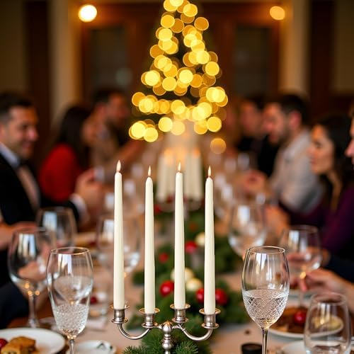 OSHINE Ivory 10 Inch Taper Candles - 12 Pack Long Taper Candle Dripless Unscented Smokeless & Emergency 7-8 Hours Long Burning Tall Candlesticks Ideal for Weddings, Dinner Party, Easter - Image 6