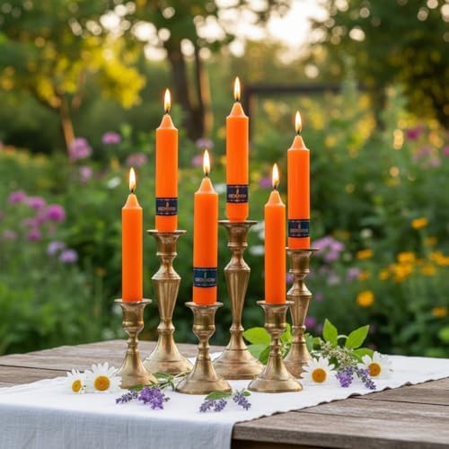 Orange Taper Candles 7 Inch – Gedengni 4 Pack Unscented Long Burning 18H Dripless Candlesticks for Wedding Table Centerpiece Mother’s Day Spring Summer Home Dining Boho Party Decorations - Image 2