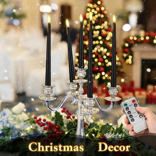 Rossesay 16 Pcs Black Flameless Taper Candle with Remote Timer - Image 4