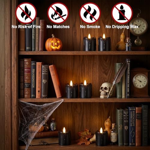Black Flameless Votive Candles Battery Operated with Remote Timer - Image 3