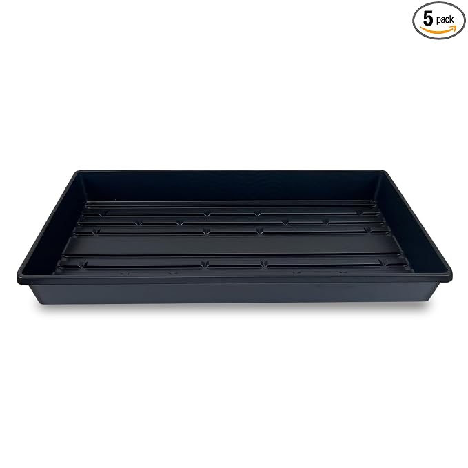 Living Whole Foods 5 Pack of Durable Black Plastic Growing Trays (Without Drain Holes) 21" X 11" X 2" - Flowers, Seedlings, Plants, Wheatgrass, Microgreens & More