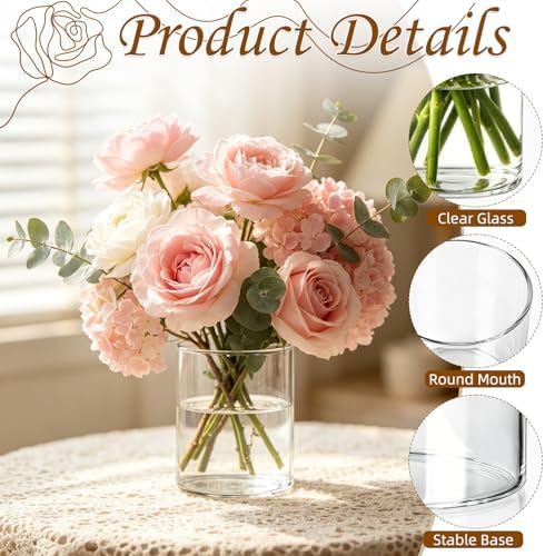12 Pack Small Glass Cylinder Vases for Centerpieces, 4 Inch - Image 3